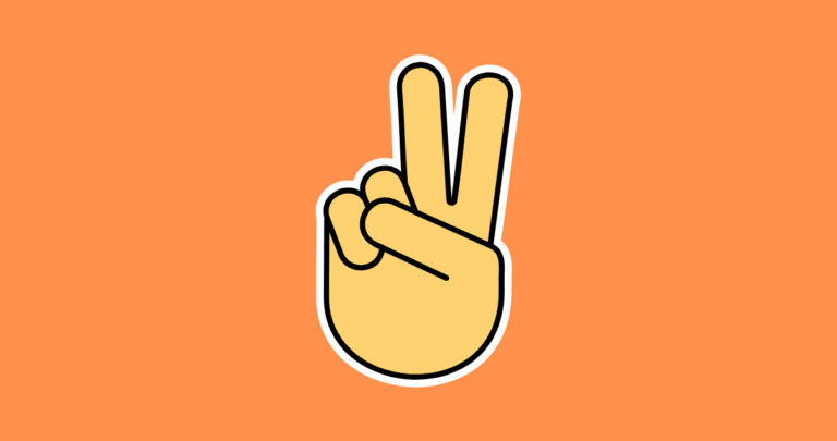 Orange background with yellow hand making a peace sign outlined in black and white above New Grooves lettering.