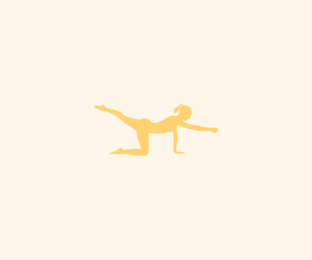Athletic woman doing Pilates outline in dark yellow with light yellow background.